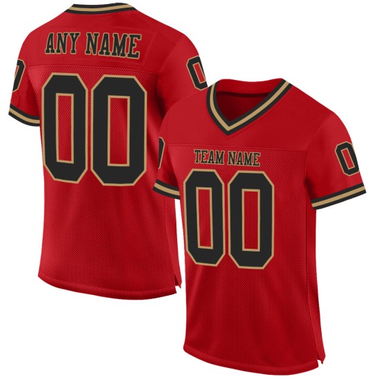 Gold Black-Old Red Football Mesh Authentic Custom Jersey Throwback Gold Black-Old Red Football Mesh Authentic Custom Jersey Throwback