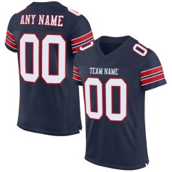 White-Red Navy Mesh Football Authentic Custom Jersey