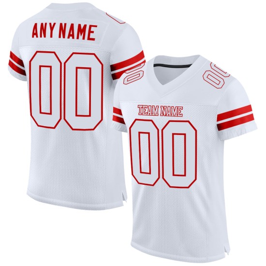 White Authentic White-Red Football Mesh Custom Jersey White Authentic White-Red Football Mesh Custom Jersey