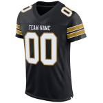 Jersey Black White-Old Authentic Gold Mesh Custom Football Jersey Black White-Old Authentic Gold Mesh Custom Football