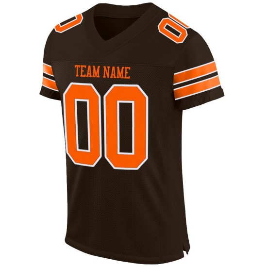 Mesh Jersey Brown Orange-White Custom Authentic Football Mesh Jersey Brown Orange-White Custom Authentic Football