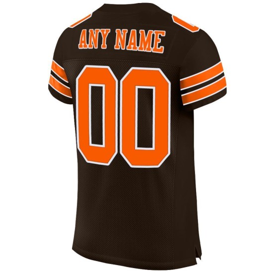 Mesh Jersey Brown Orange-White Custom Authentic Football Mesh Jersey Brown Orange-White Custom Authentic Football