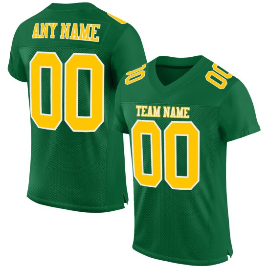 Green Jersey Mesh Gold-White Football Custom Kelly Authentic Green Jersey Mesh Gold-White Football Custom Kelly Authentic