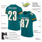Teal Football Mesh White-Gold Authentic Jersey Custom Teal Football Mesh White-Gold Authentic Jersey Custom