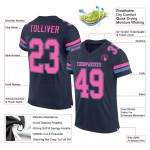 Navy Jersey Authentic Mesh Custom Blue Pink-Light Football Navy Jersey Authentic Mesh Custom Blue Pink-Light Football