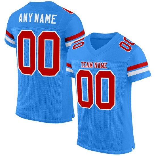 Mesh Authentic Custom Football Red-White Powder Jersey Blue Mesh Authentic Custom Football Red-White Powder Jersey Blue