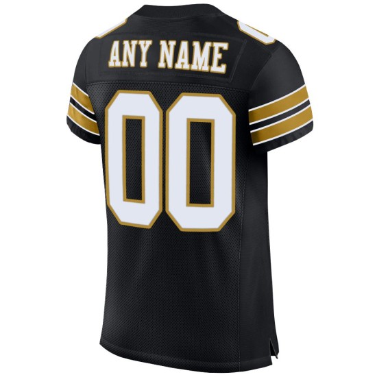Jersey Black White-Old Authentic Gold Mesh Custom Football Jersey Black White-Old Authentic Gold Mesh Custom Football