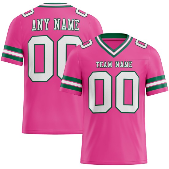 Football Green Jersey Custom Mesh Pink Authentic White-Kelly Football Green Jersey Custom Mesh Pink Authentic White-Kelly