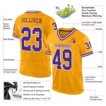 Custom Gold Mesh Purple-White Football Jersey Throwback Authentic Custom Gold Mesh Purple-White Football Jersey Throwback Authentic
