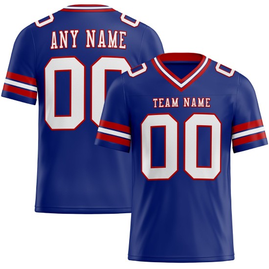 White-Red Jersey Mesh Royal Football Custom Authentic White-Red Jersey Mesh Royal Football Custom Authentic