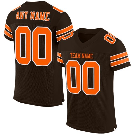 Mesh Jersey Brown Orange-White Custom Authentic Football Mesh Jersey Brown Orange-White Custom Authentic Football