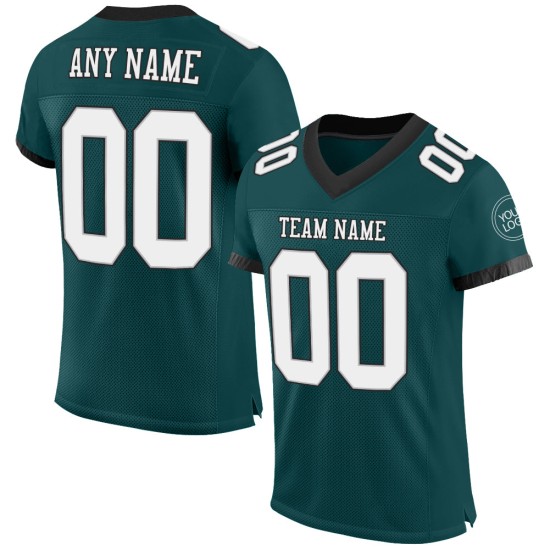 Authentic White Custom Football Jersey Mesh Midnight Green Gray-Black Authentic White Custom Football Jersey Mesh Midnight Green Gray-Black