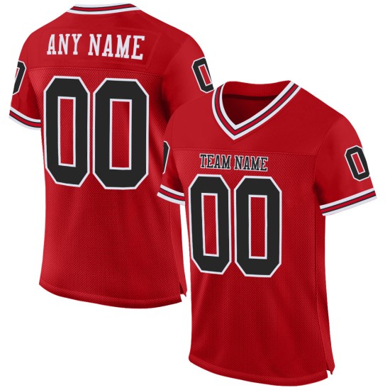 Red Mesh Jersey Black-White Throwback Custom Authentic Football