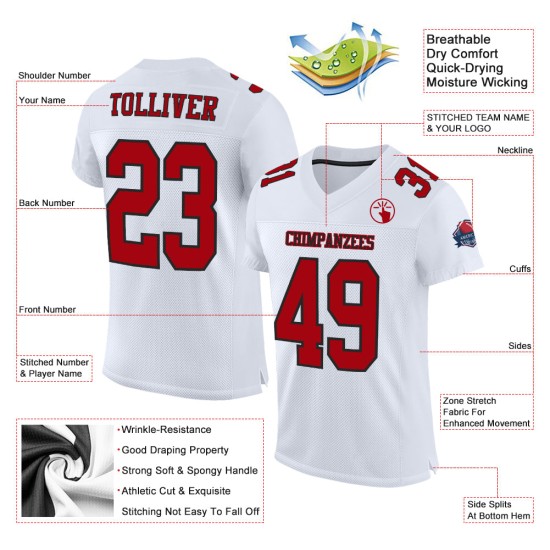 Football Custom Red-Black Jersey White Mesh Authentic Football Custom Red-Black Jersey White Mesh Authentic