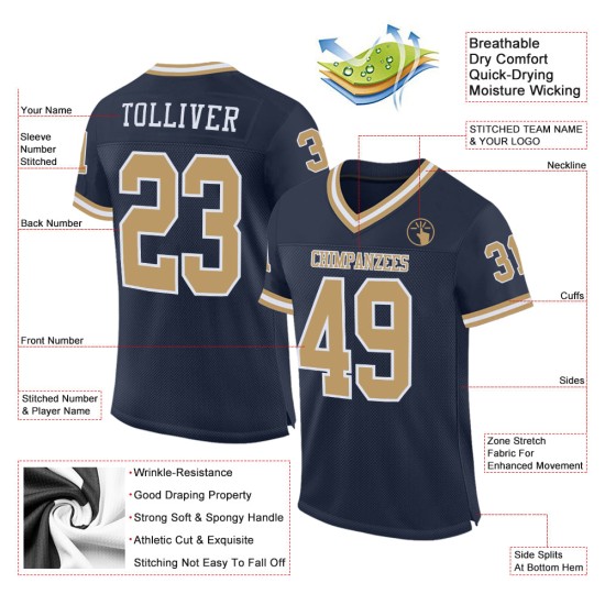 Mesh Gold-White Football Custom Old Navy Jersey Authentic Throwback Mesh Gold-White Football Custom Old Navy Jersey Authentic Throwback