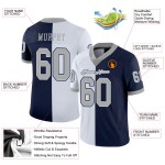 Jersey Custom Navy Football Split Gray-White Mesh Fashion