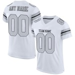 Mesh Custom Football Authentic White Jersey Silver-Black Mesh Custom Football Authentic White Jersey Silver-Black