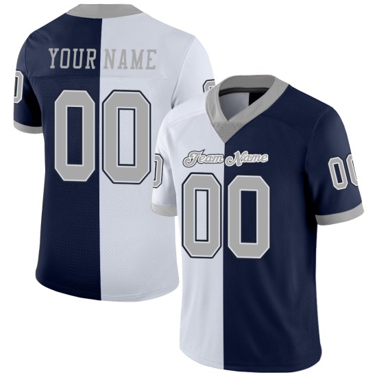 Jersey Custom Navy Football Split Gray-White Mesh Fashion