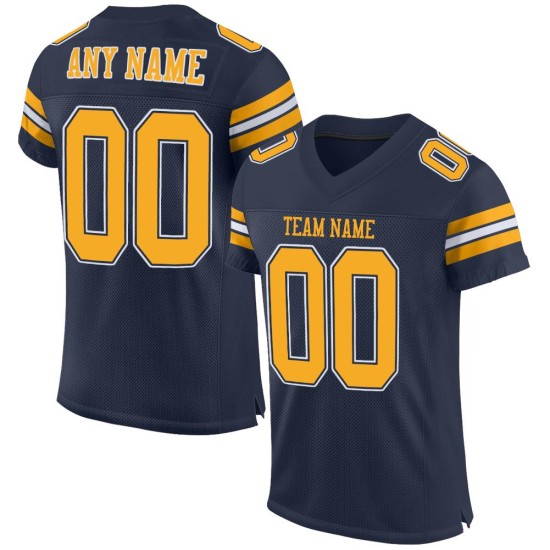 Gold-White Football Custom Jersey Mesh Navy Authentic Gold-White Football Custom Jersey Mesh Navy Authentic