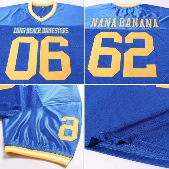 Gold-White Mesh Throwback Royal Custom Football Authentic Jersey Gold-White Mesh Throwback Royal Custom Football Authentic Jersey