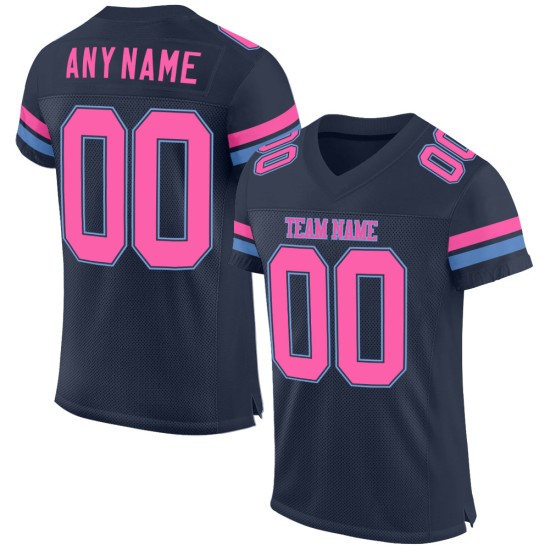 Navy Jersey Authentic Mesh Custom Blue Pink-Light Football Navy Jersey Authentic Mesh Custom Blue Pink-Light Football