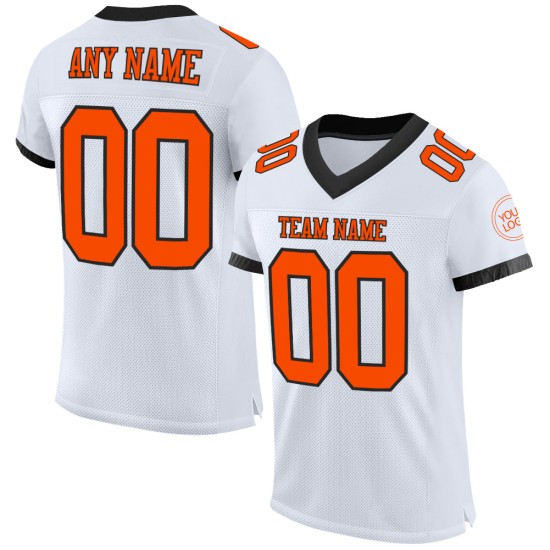 Custom Orange-Black Mesh White Football Jersey Authentic Custom Orange-Black Mesh White Football Jersey Authentic