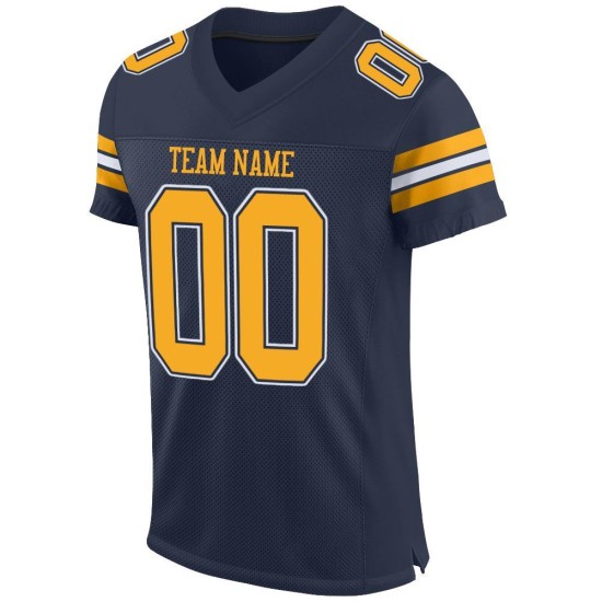 Gold-White Football Custom Jersey Mesh Navy Authentic Gold-White Football Custom Jersey Mesh Navy Authentic