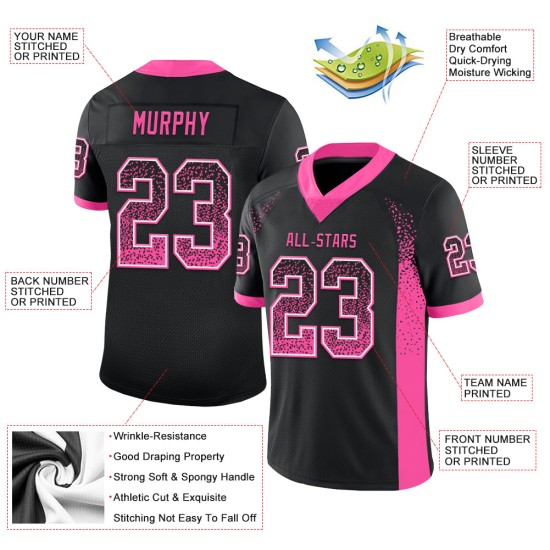 Football Custom Mesh Jersey Pink-White Drift Fashion Black Football Custom Mesh Jersey Pink-White Drift Fashion Black