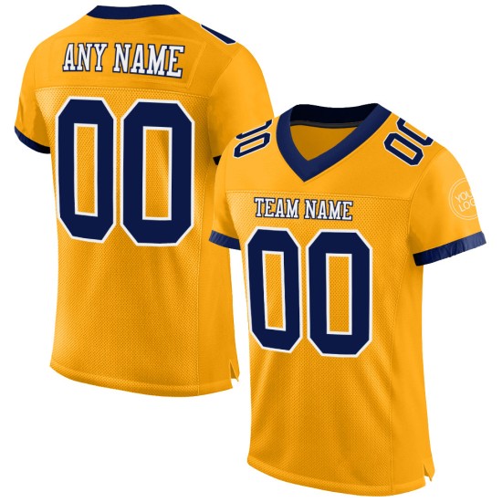Custom Jersey Authentic Navy-White Gold Football Mesh Custom Jersey Authentic Navy-White Gold Football Mesh
