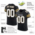Jersey Black White-Old Authentic Gold Mesh Custom Football Jersey Black White-Old Authentic Gold Mesh Custom Football