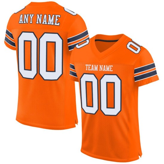 White-Navy Jersey Mesh Authentic Orange Football Custom White-Navy Jersey Mesh Authentic Orange Football Custom