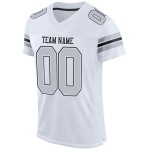Mesh Custom Football Authentic White Jersey Silver-Black Mesh Custom Football Authentic White Jersey Silver-Black