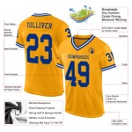 Mesh Jersey Gold Royal-White Throwback Football Authentic Custom Mesh Jersey Gold Royal-White Throwback Football Authentic Custom