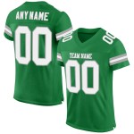 Green Custom Jersey Authentic White-Gray Mesh Grass Football Green Custom Jersey Authentic White-Gray Mesh Grass Football