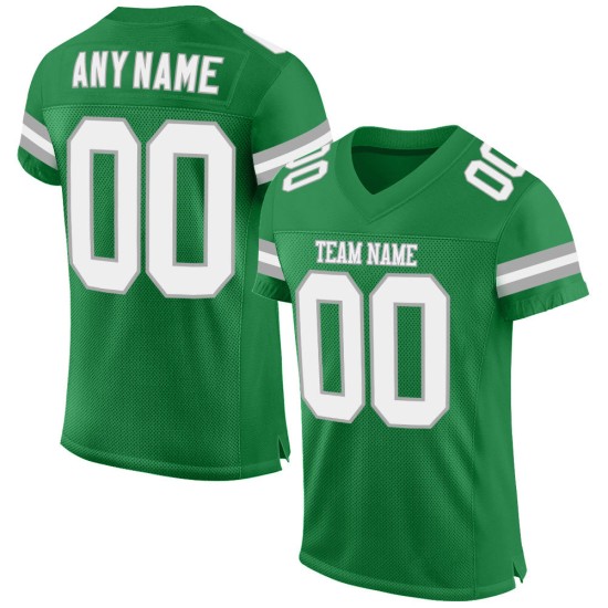 Green Custom Jersey Authentic White-Gray Mesh Grass Football Green Custom Jersey Authentic White-Gray Mesh Grass Football
