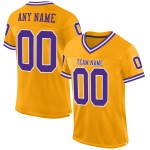 Custom Gold Mesh Purple-White Football Jersey Throwback Authentic Custom Gold Mesh Purple-White Football Jersey Throwback Authentic