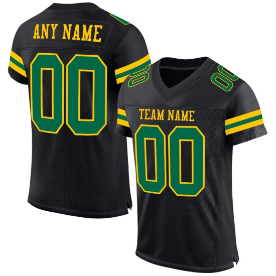 Authentic Custom Mesh Football Black Jersey Kelly Green-Yellow Authentic Custom Mesh Football Black Jersey Kelly Green-Yellow