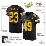 Mesh Custom Football Black Jersey Gold-White Authentic Mesh Custom Football Black Jersey Gold-White Authentic
