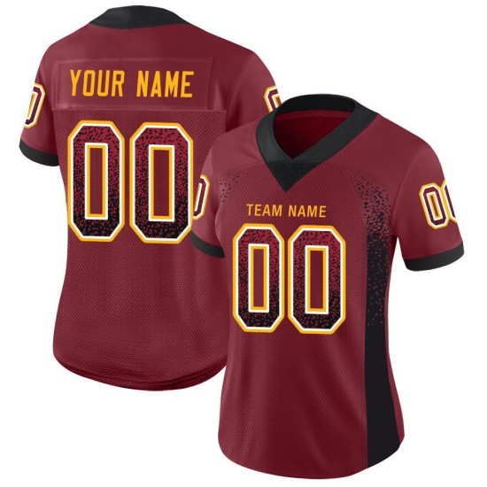 Mesh Custom Fashion Jersey Black-Gold Burgundy Drift Football Mesh Custom Fashion Jersey Black-Gold Burgundy Drift Football