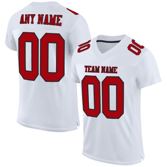 Football Custom Red-Black Jersey White Mesh Authentic Football Custom Red-Black Jersey White Mesh Authentic
