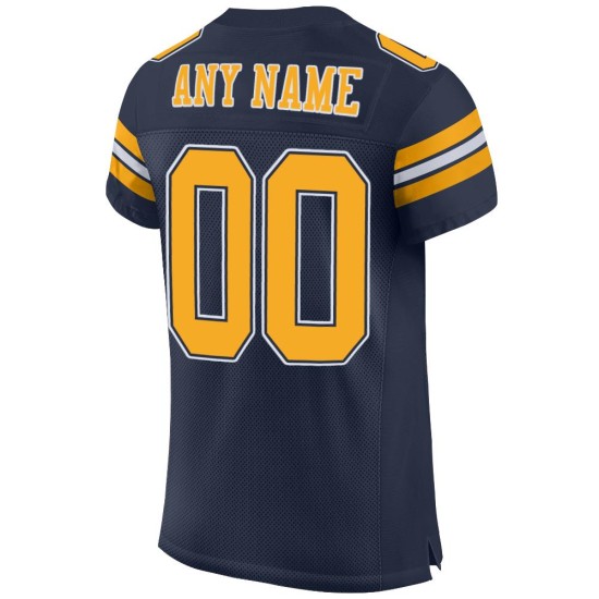 Gold-White Football Custom Jersey Mesh Navy Authentic Gold-White Football Custom Jersey Mesh Navy Authentic