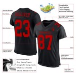 Mesh Authentic Red Black Custom Football Jersey Mesh Authentic Red Black Custom Football Jersey
