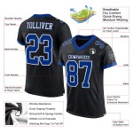 Black Custom Royal-White Football Jersey Authentic Mesh Black Custom Royal-White Football Jersey Authentic Mesh