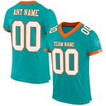 Custom Football Mesh Aqua Jersey White-Orange Authentic Custom Football Mesh Aqua Jersey White-Orange Authentic