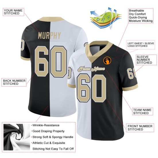 Vegas Split Mesh Fashion Jersey Gold-White Black Football Custom Vegas Split Mesh Fashion Jersey Gold-White Black Football Custom