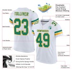 Kelly Authentic Football Mesh White Jersey Custom Green-Gold Kelly Authentic Football Mesh White Jersey Custom Green-Gold