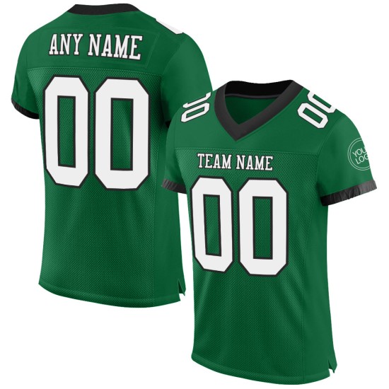 Football Kelly Authentic Custom White-Black Mesh Green Jersey Football Kelly Authentic Custom White-Black Mesh Green Jersey